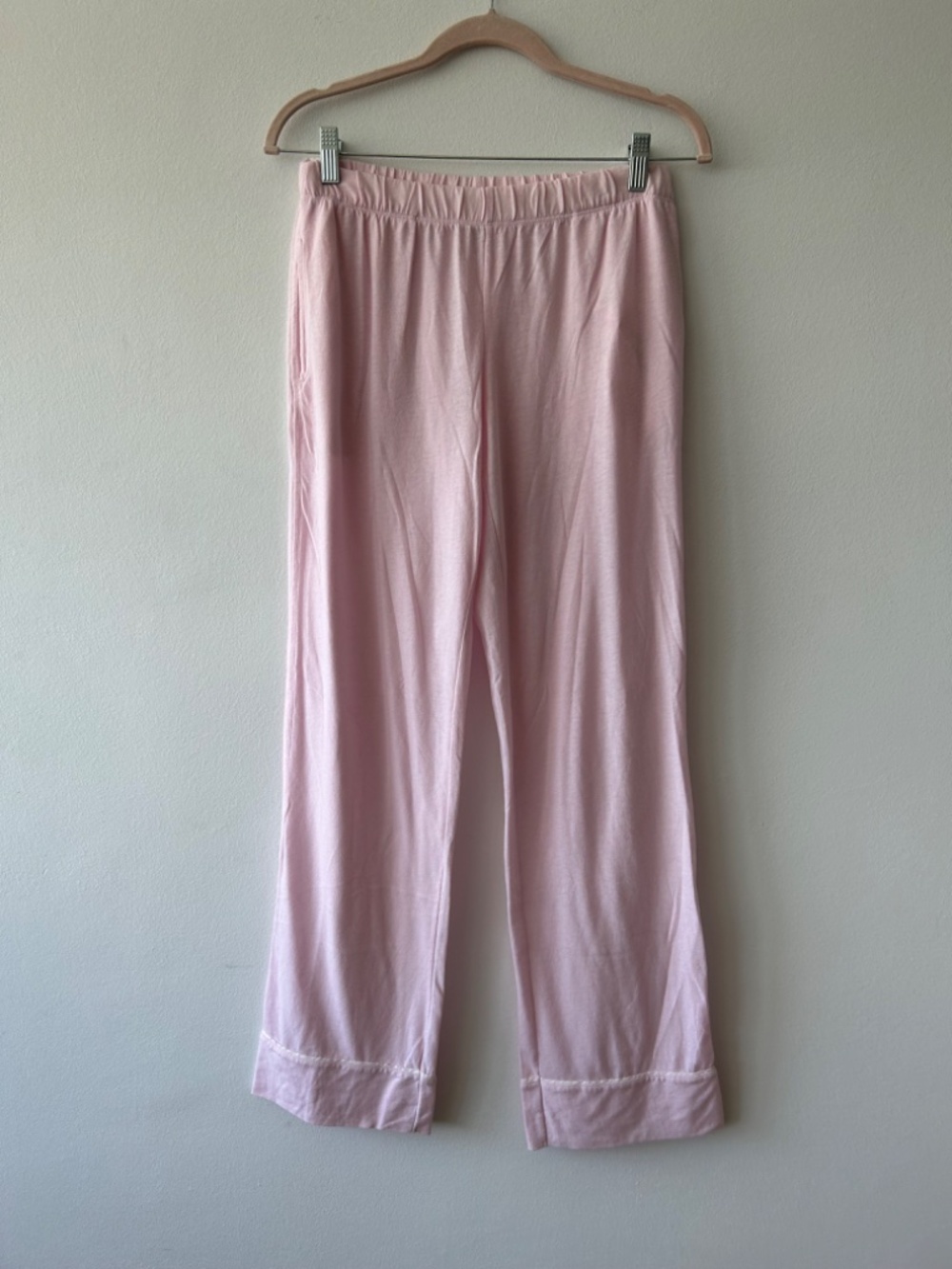 LN EXC Victoria's Secret Knit Pink White Piping Pajama Pants Small